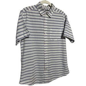 Hudson & Barrow‎ NYC Striped Button Down Shirt Women's Medium Blue White Casual